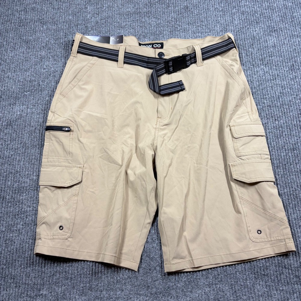 Iron Co Shorts Mens 36 Tan Hybrid Cargo With Belt I427802S Stretch New